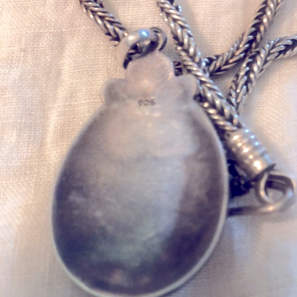 Vintage 925 Sterling Silver 16” Twisted Rope Chain w/1.5” Labradorite Pendant - Picture 5 of 5